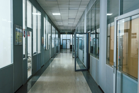 Empty corridor in the modern office buildingの写真素材