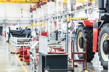 Assembly workshop interior at big industrial plantの写真素材
