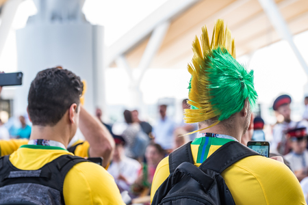 Group of Brazilian soccer fansの写真素材
