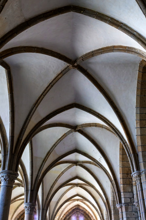 Medieval abbey ceiling, Mont Saint-Michel, Franceの写真素材