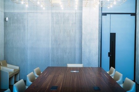 Empty conference room interior with table and chairsの写真素材