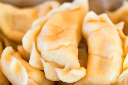 Dumplings or vareniki with stuffing served as airplane foodの写真素材