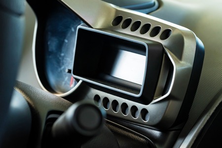 Modern car dashboard or control panel closeの写真素材