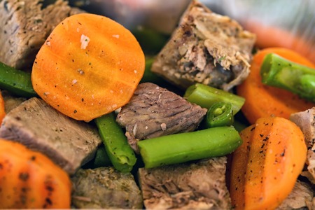 Beef stew with vegetables close up viewの写真素材