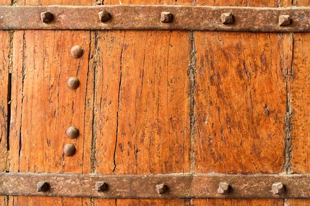 Old vintage wooden door in India closeの写真素材