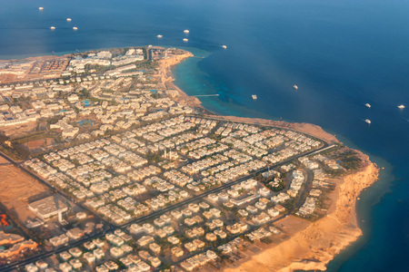 Sharm El Sheikh aerial view from airplaneの写真素材