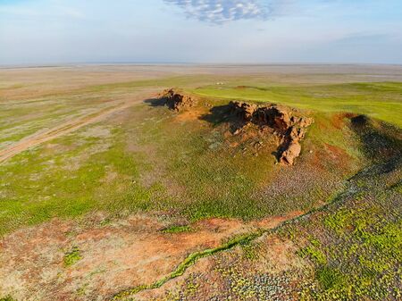 View of Bogdo-Baskunchak Nature Reserve landscape in Russiaの写真素材