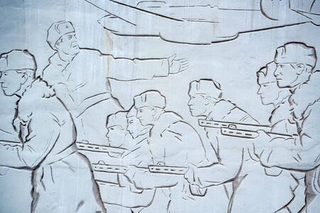 VOLGOGRAD, RUSSIA - 26 MAY 2019: Counter relief wall in Mamaev Kurgan, Volgogradのeditorial素材