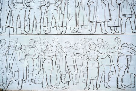 VOLGOGRAD, RUSSIA - 26 MAY 2019: Counter relief wall in Mamaev Kurgan, Volgogradのeditorial素材