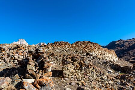 Stone remains of old abandoned balkar village in North Caucasus
