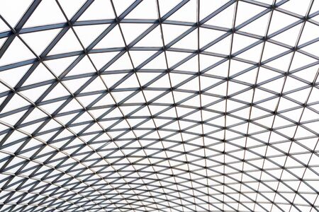 Transparent roof of shopping mall with modern ceiling