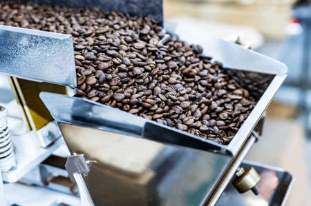 Close up view of fresh roasted coffee beans