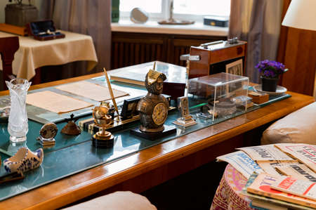 VESHENSKAYA, RUSSIA - CIRCA OCTOBER, 2020: personal belongings of Sholokhov