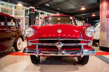 KAMENSK-SHAKHTINSKY, RUSSIA - 25 OCTOBER 2020: red Moskvich-407 car
