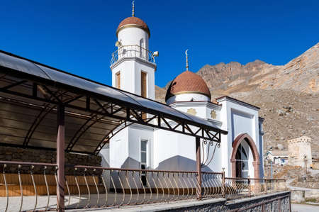 Mosque in mountains in balkar village in North Caucasusの写真素材