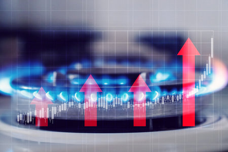 Natural gas price grows. Abstract concept on gas price risesの写真素材