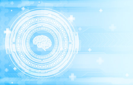 Medical hud screen with brain. Online medicine and health conceptの写真素材