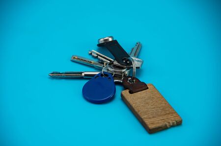 Keychain with pendant on blue background