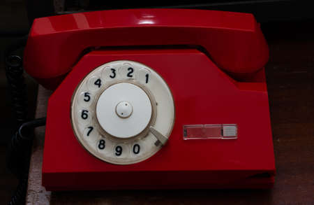 Red russian made phone, cccp, retro, callの写真素材