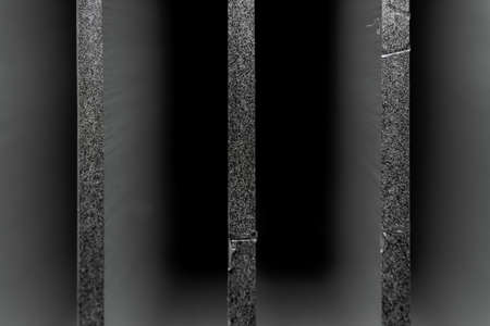 Close-up of industrial realistic gray color aluminum heatsink fins partial focus after industrial CNC routing processing with high contrast abstract light reflectionsの写真素材