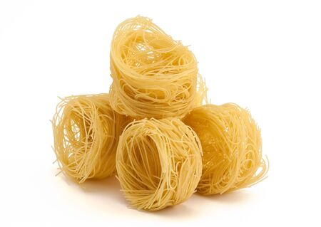 5 folded noodles isolated on whiteの写真素材