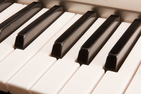 Black and white piano keys close-upの写真素材