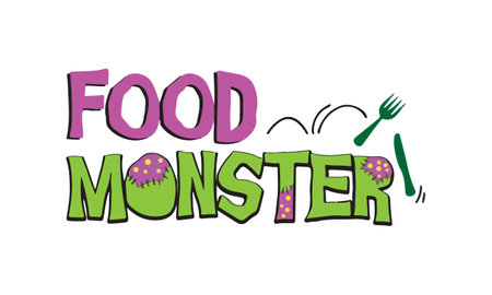 Food monster lettering logo design, food monster t shirt designのイラスト素材