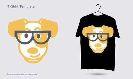 Dog wear a black glass logo, dog t shirt design, pet t-shirt templateのイラスト素材