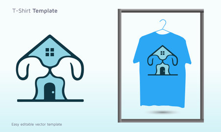 Dog home real estate logo, dog t shirt design, pet t-shirt templateのイラスト素材