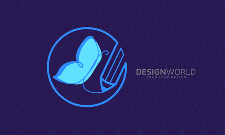 Butterflies and pen icon, art and design education logo idea, logo stock photos, vectors, and illustrations are availableのイラスト素材