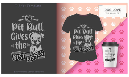 Pit bull t-shirt, Cool Dog Owner Gift. Funny Dog T-Shirt.のイラスト素材