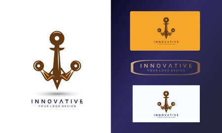 Marin logo design with fitness icon, symbol vector illustration design templateのイラスト素材