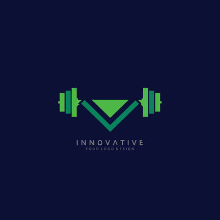 Fitness V logo, letter V icon design, symbol vector illustration design templateのイラスト素材