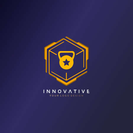 Security image design, dumbbell icon with a star, symbol vector illustration design templateのイラスト素材