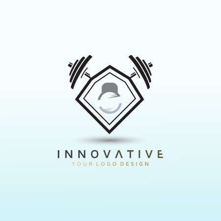 Physical fitness logo design with dumbbell icon, Fitness Logo Images, Stock Photos & Vectorsのイラスト素材