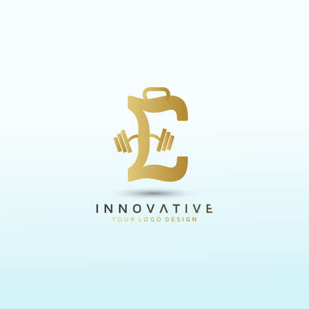 Letter E fitness logo, dumbbell icon, Fitness Logo Images, Stock Photos & Vectorsのイラスト素材