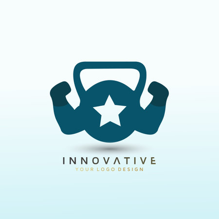 Gym hand fitness vector logo design, fitness logo design, dumbbell icon, Gym Logo Ideas and Fitness Logo Designsのイラスト素材