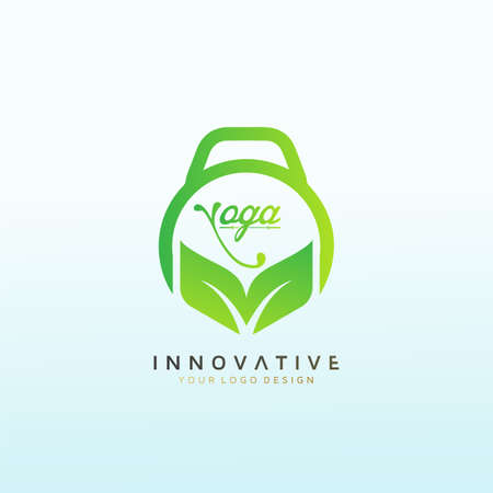 Yoga fitness logo design, leaf icon, Gym Logos Design, Workout Logo Ideas For App, Gym Logo Ideas and Fitness Logo Designsのイラスト素材