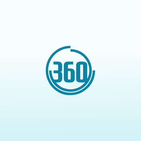 Vector illustration of a 360 degree angle on a white background ,360 vector logo design template idea and inspiration.のイラスト素材