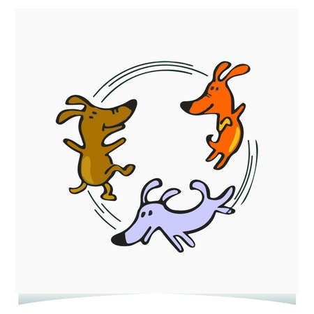 Dogs play t-shirt design, Dog t shirt Vector Graphicsのイラスト素材