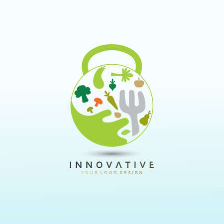 vegetable icon fitness logo design, Dumbbell icon, Gym Fitness Logo Images and Vectors, Stock Photosのイラスト素材