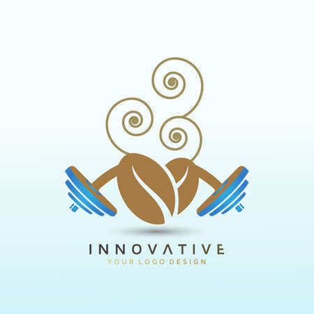 Coffee fitness logo design, Dumbbell icon, Gym Fitness Logo Images and Vectors, Stock Photosのイラスト素材