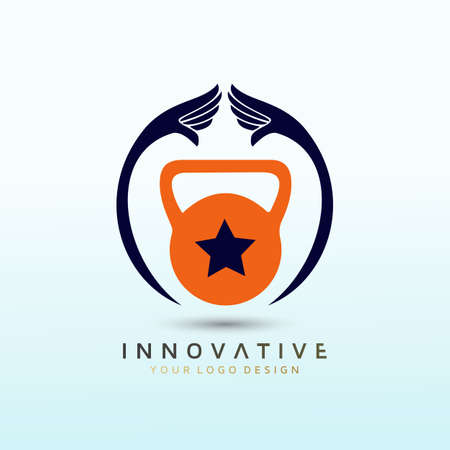 Gym icon with Safe hand icon fitness logo design, Dumbbell icon, Gym Fitness Logo Images and Vectors, Stock Photosのイラスト素材