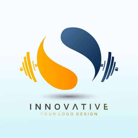 Vector fitness logo design template idea, Dumbbell icon, Gym Fitness Logo Images and Free Vectors, Stock Photosのイラスト素材
