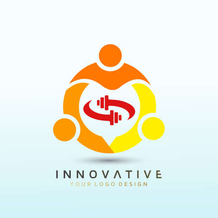 Communication crossfit logo, fitness logo, Dumbbell icon, Gym Fitness Logo Images and Vectors, Stock Photosのイラスト素材