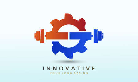 Gear letter S or letter SG crossfit logo, fitness logo, Dumbbell icon, Gym Fitness Logo Images and Vectors, Stock Photosのイラスト素材