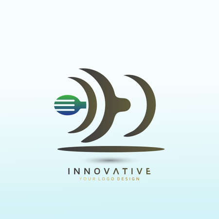 Nutrition Fitness logo design. Dumbbell icon Vector logo design template idea.のイラスト素材