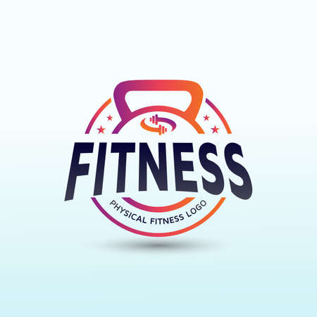 Strength and Conditioning coach Fitness logo design. Dumbbell icon Vector logo design template idea.のイラスト素材