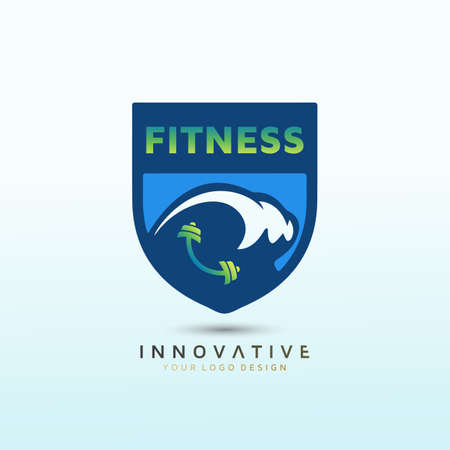 Wave Fitness icon design. Vector logo design template.のイラスト素材