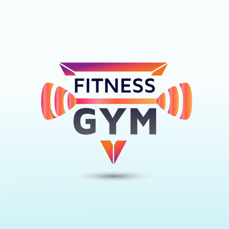 Gym Fitness logo design. Dumbbell icon Vector logo design template.のイラスト素材